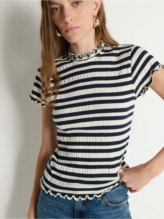 Nation LTD Tops - Nation LA Anthropologie Natalia Top in Crinkle Stripe